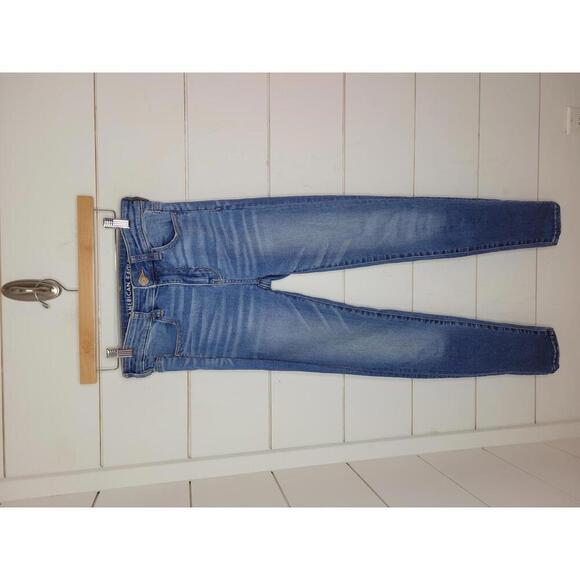 NWOT American Eagle Outfitters size 4 blue distressed hi-rise jeggings - Picture 1 of 6